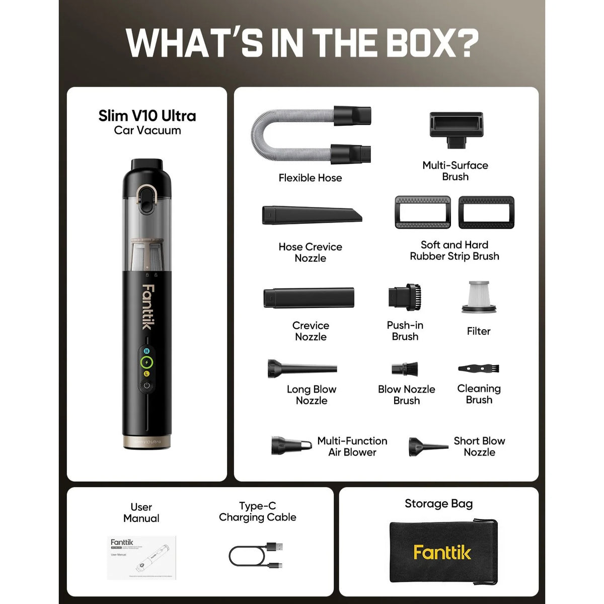 Fanttik Slim V10 Ultra Cordless Car Vacuum