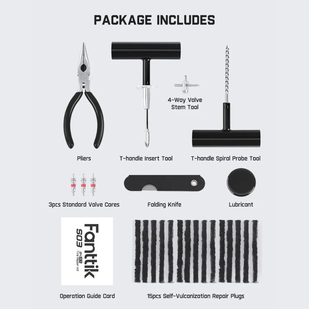 Fanttik Tire Repair Kit-24pcs Universal Tire Repair Tools