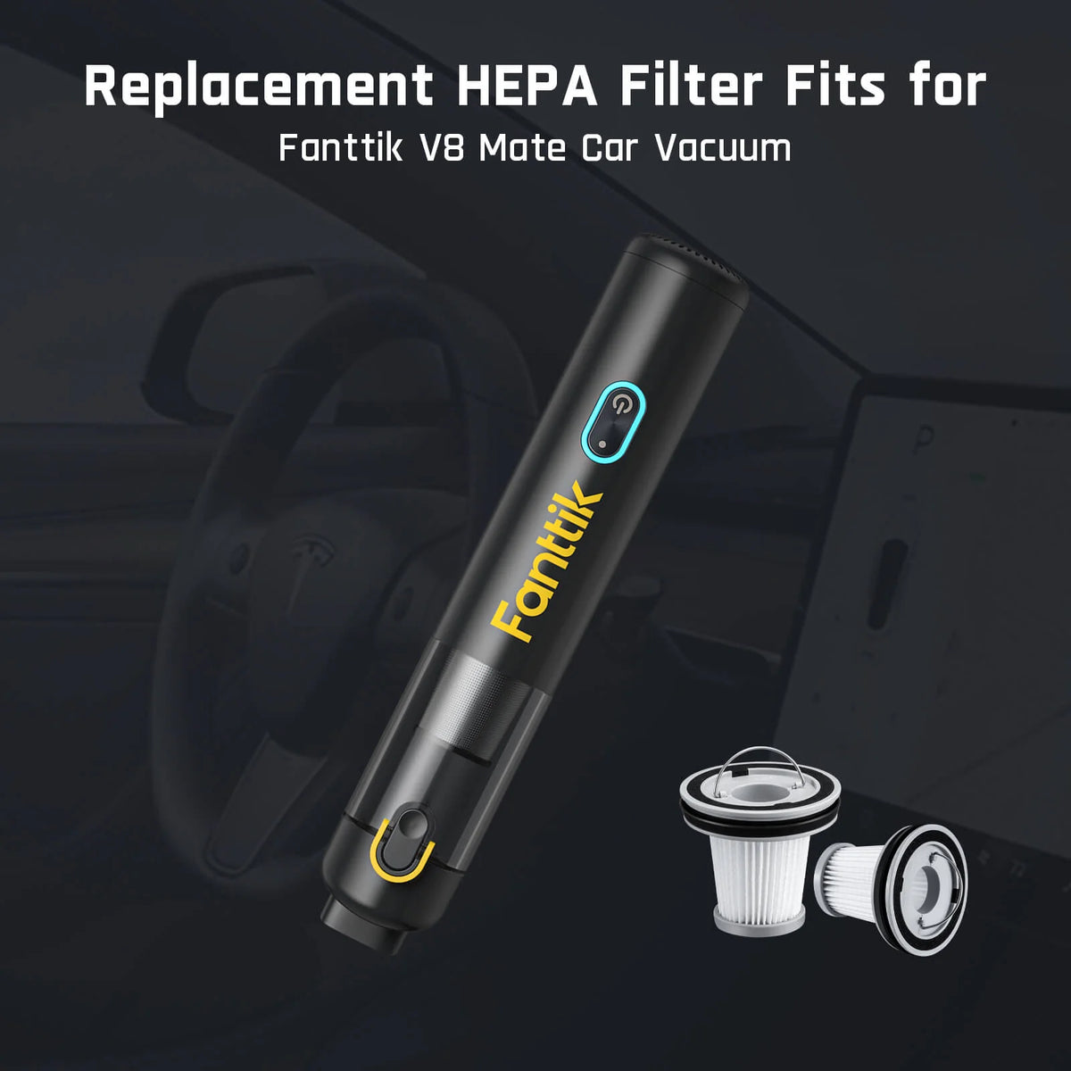 Fanttik 2-Pack Replacement HEPA Filter for Slim Series Car Vacuum