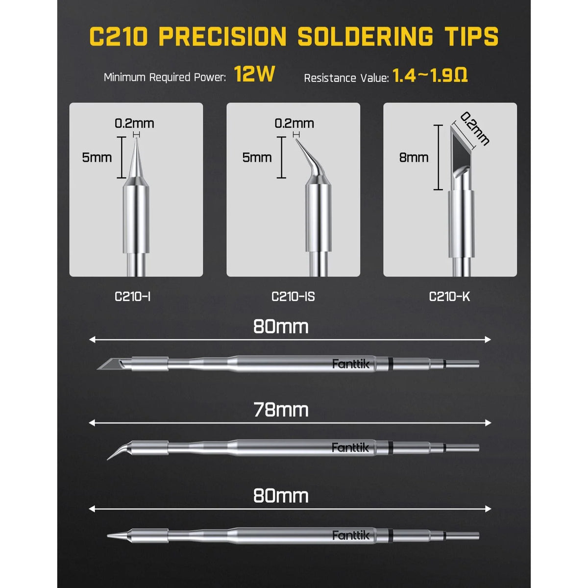 C210 Replacement Soldering Iron Tips for T1 Max