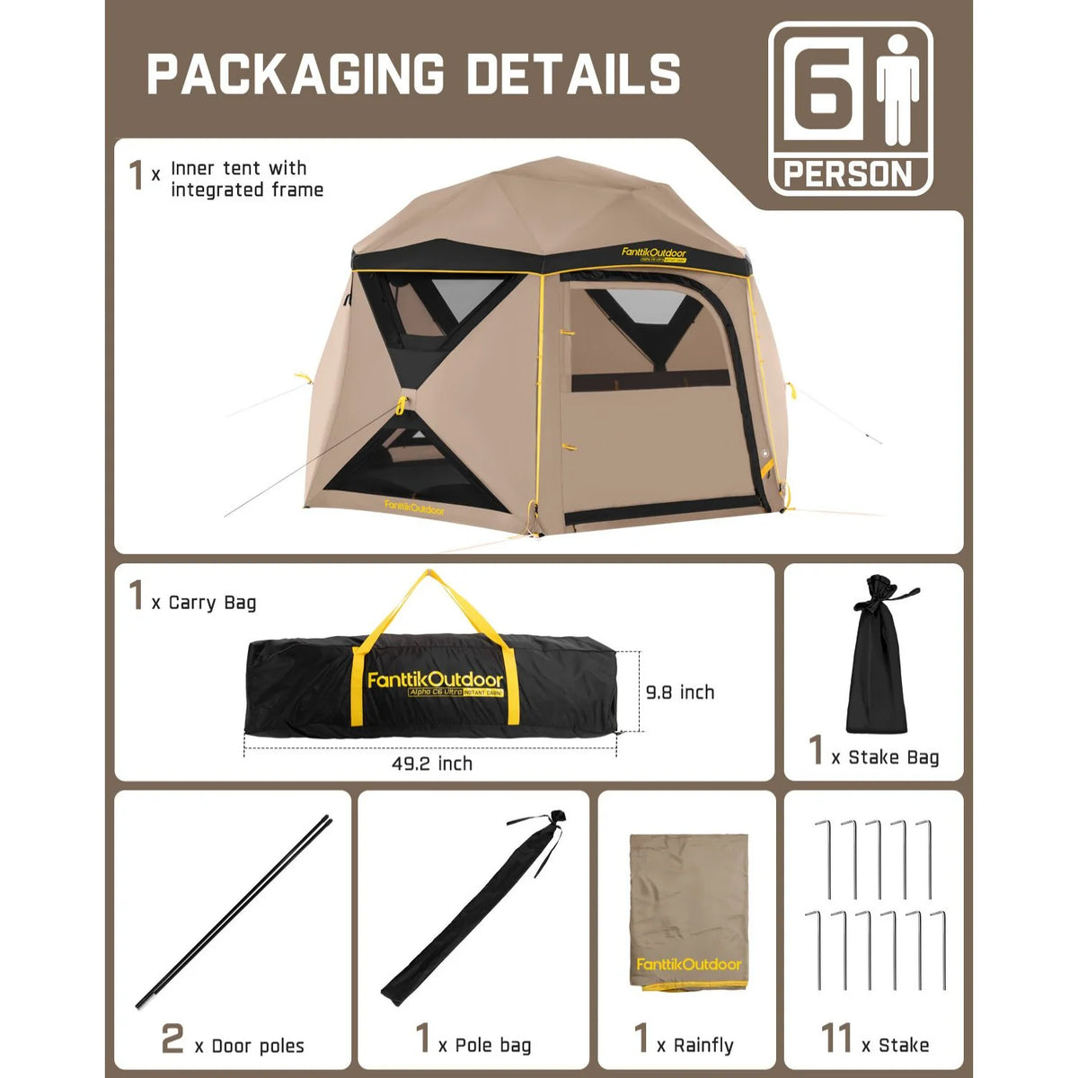 FanttikOutdoor Alpha C6 Ultra Instant Cabin Tent